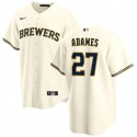 Milwaukee Brewers #27 Willy Adames Cream Cool Base Stitched Jersey
