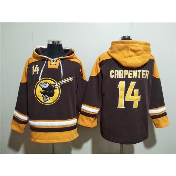 San Diego Padres #14 Matt Carpenter Brown Gold Ageless Must-Have Lace-Up Pullover Hoodie