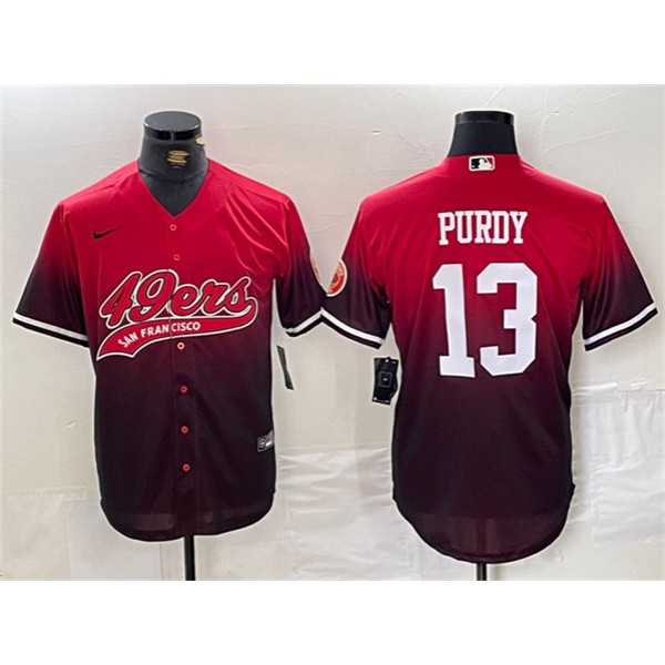 San Francisco 49ers #13 Brock Purdy Red Black With Patch Cool Base Stitched Jersey
