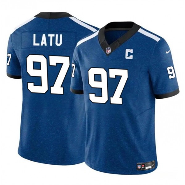 Indianapolis Colts #97 Laiatu Latu Blue 2024 Draft F.U.S.E. Thowback Vapor Limited Stitched Jersey