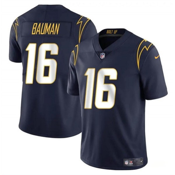 Los Angeles Chargers #16 Casey Bauman Navy 2024 Vapor Limited Stitched Jersey