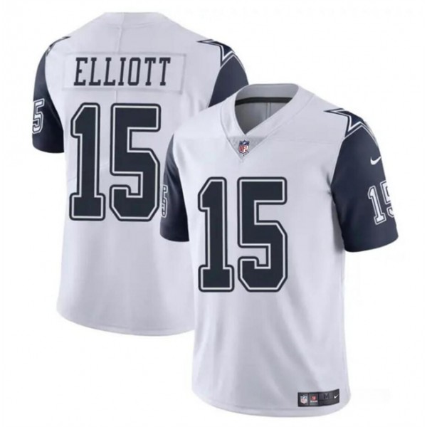 Dallas Cowboys #15 Ezekiel Elliott White Color Rush Limited Stitched Jersey