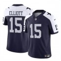 Dallas Cowboys #15 Ezekiel Elliott Navy White 2023 F.U.S.E Thanksgiving Vapor Limited Stitched Jersey