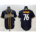 Pittsburgh Steelers #76 Troy Fautanu Black With Patch Cool Base Stitched Jersey
