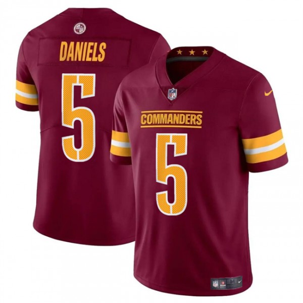 Washington Commanders #5 Jayden Daniels Burgundy 2024 Draft Vapor Limited Stitched Jersey