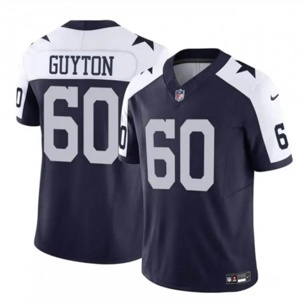 Dallas Cowboys #60 Tyler Guyton Navy White 2024 Draft F.U.S.E Thanksgiving Vapor Untouchable Limited Stitched Jersey