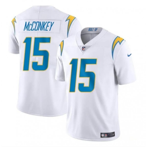 Los Angeles Chargers #15 Ladd McConkey White 2024 Draft Vapor Limited Stitched Jersey