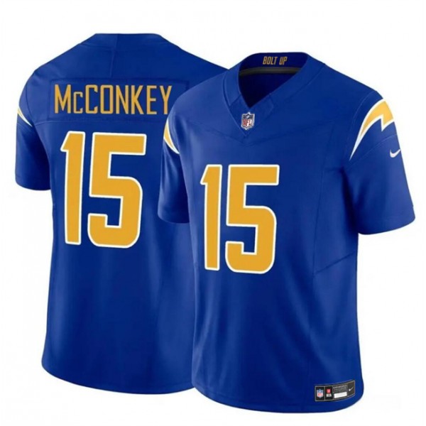 Los Angeles Chargers #15 Ladd McConkey Royal 2024 F.U.S.E Draft Vapor Limited Stitched Jersey