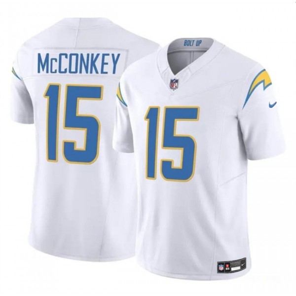 Los Angeles Chargers #15 Ladd McConkey White 2024 F.U.S.E Draft Vapor Limited Stitched Jersey