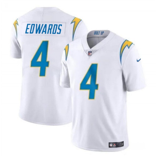 Los Angeles Chargers #4 Gus Edwards White Vapor Limited Stitched Jersey
