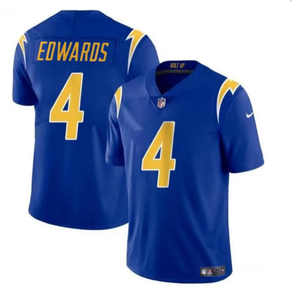 Los Angeles Chargers #4 Gus Edwards Royal Vapor Limited Stitched Jersey