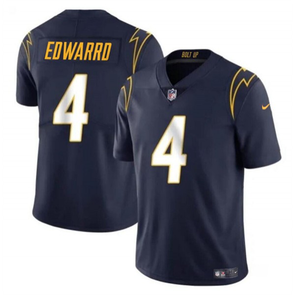 Los Angeles Chargers #4 Gus Edwards Navy Vapor Limited Stitched Jersey
