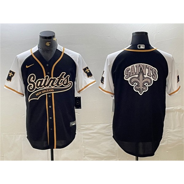 New Orleans Saints Team Big Logo Black White 1987 Legacy Cool Base Stitched Jersey