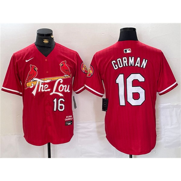 St. Louis Cardinals #16 Nolan Gorman Red 2024 City Connect Stitched Jersey