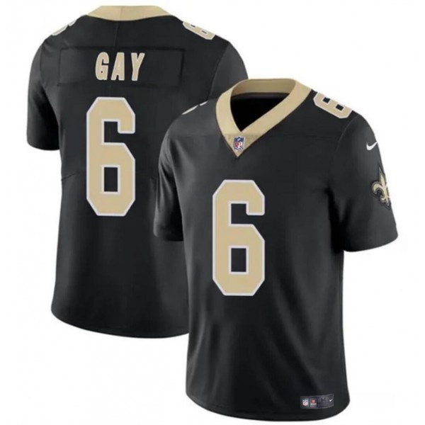 New Orleans Saints #6 Willie Gay Black Vapor Limited Stitched Jersey
