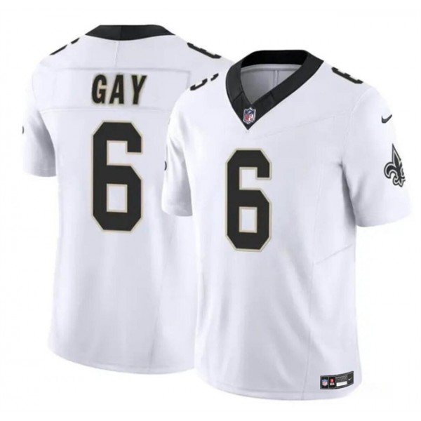 New Orleans Saints #6 Willie Gay White 2023 F.U.S.E. Vapor Limited Stitched Jersey
