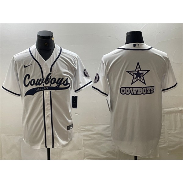 Dallas Cowboys White Team Big Logo With Patch Cool Base Stitched Jersey