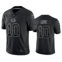 Green Bay Packers #10 Jordan Love Black Reflective Limited Stitched Jersey