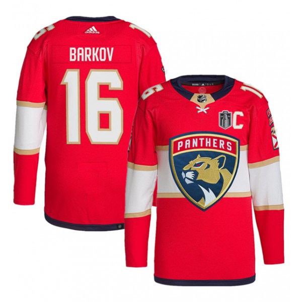 Florida Panthers #16 Aleksander Barkov Red 2024 Stanley Cup Final Patch Stitched Jersey