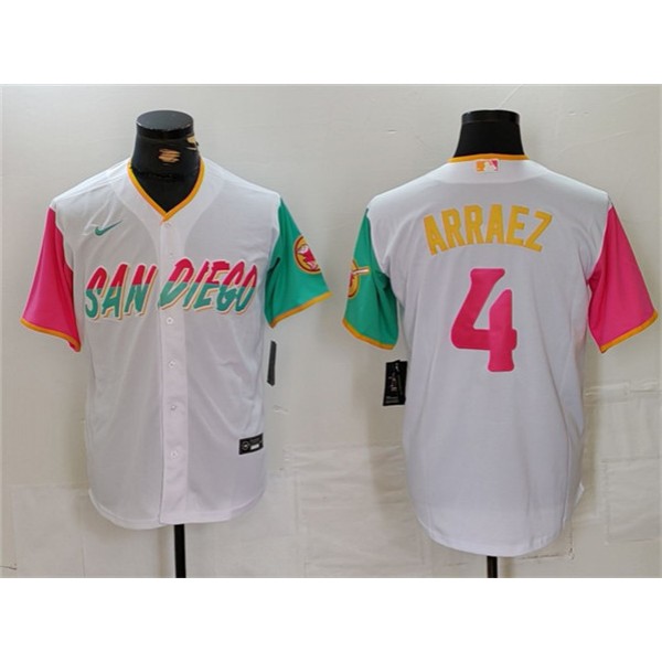 San Diego Padres #4 Luis Arraez White City Connect Cool Base Stitched Jersey