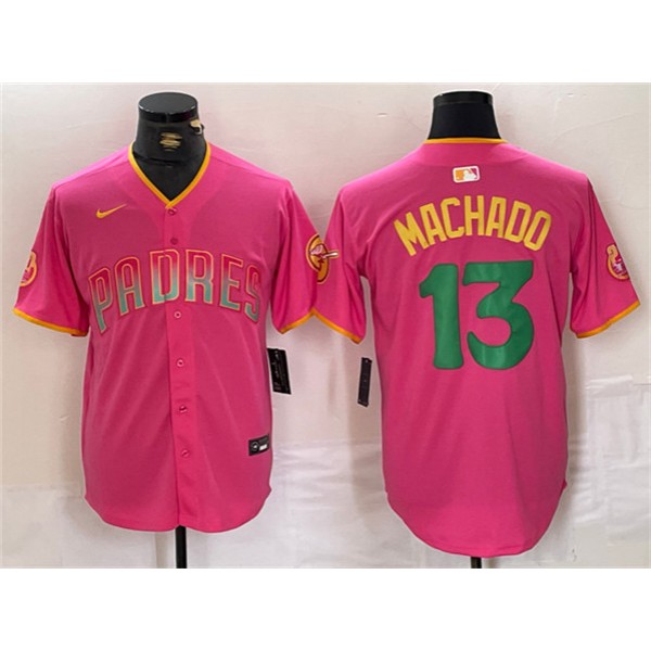 San Diego Padres #13 Manny Machado Pink Cool Base Stitched Jersey