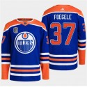 Edmonton Oilers #37 Warren Foegele Royal 2024 Stanley Cup Final Patch Stitched Jersey