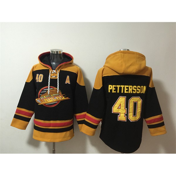 Vancouver Canucks #40 Elias Pettersson Green Ageless Must-Have Lace-Up Pullover Hoodie