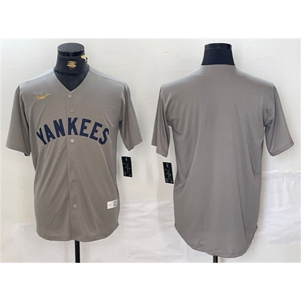 New York Yankees Blank Gray Cool Base Stitched Jersey