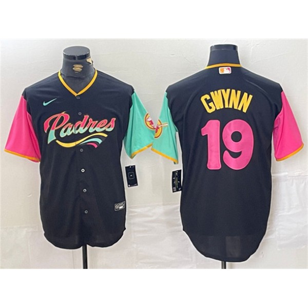 San Diego Padres #19 Tony Gwynn Black City Connect Cool Base Stitched Jersey