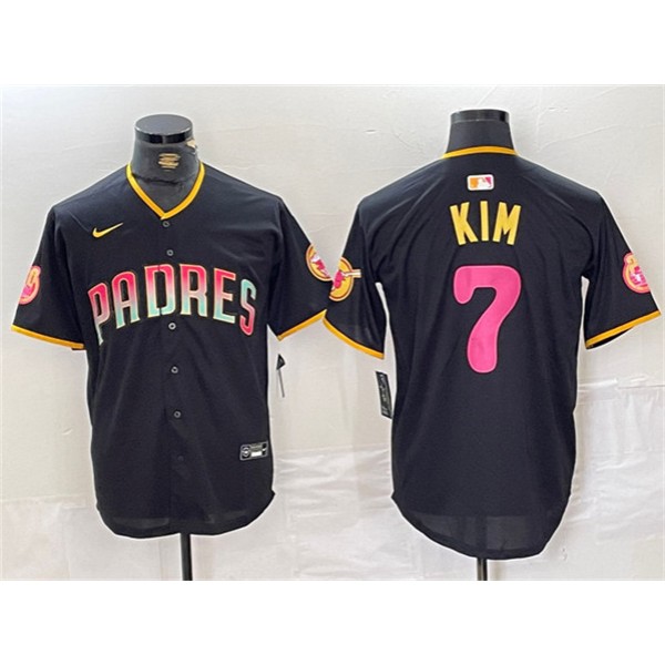 San Diego Padres #7 Ha-Seong Kim Black Cool Base Stitched Jersey