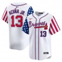 Atlanta Braves #13 Ronald Acuña Jr. White 2024 Independence Day Vapor Limited Stitched Jersey