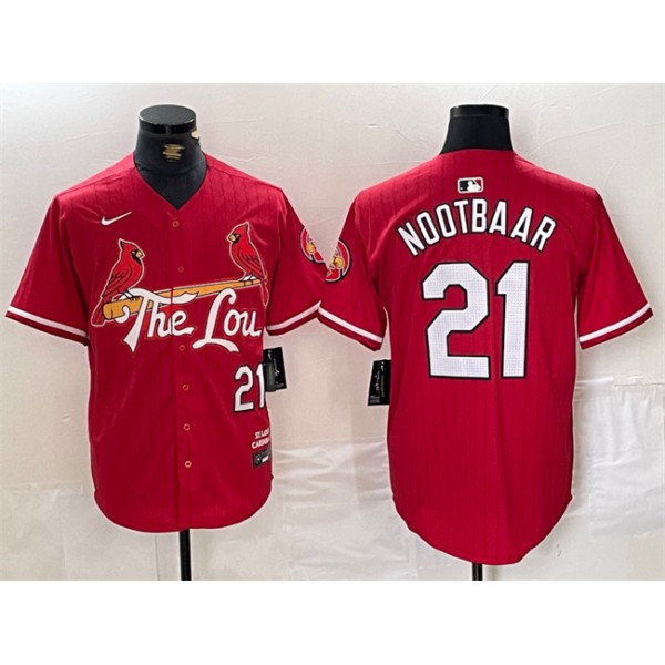 St. Louis Cardinals #21 Lars Nootbaar Red 2024 City Connect Stitched Jersey