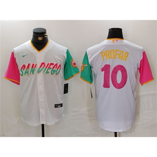 San Diego Padres #10 Jurickson Profar White City Connect Cool Base Stitched Jersey