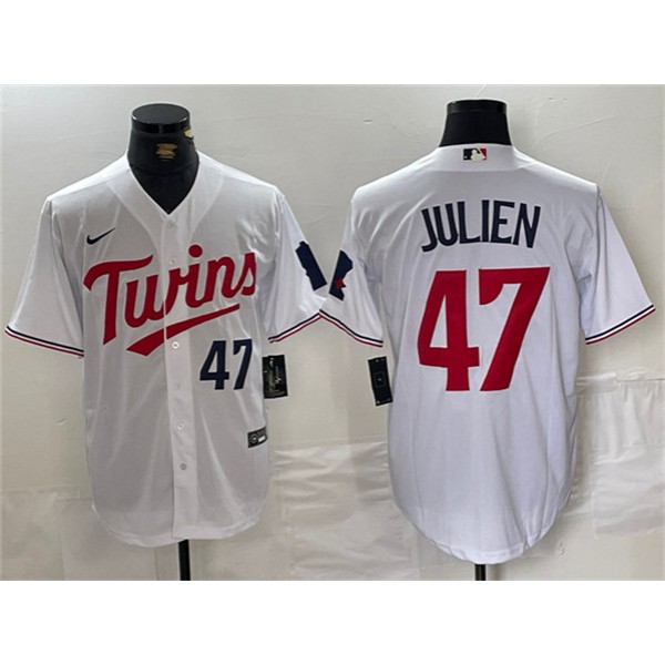 Minnesota Twins #47 Edouard Julien White Cool Base Stitched Jersey