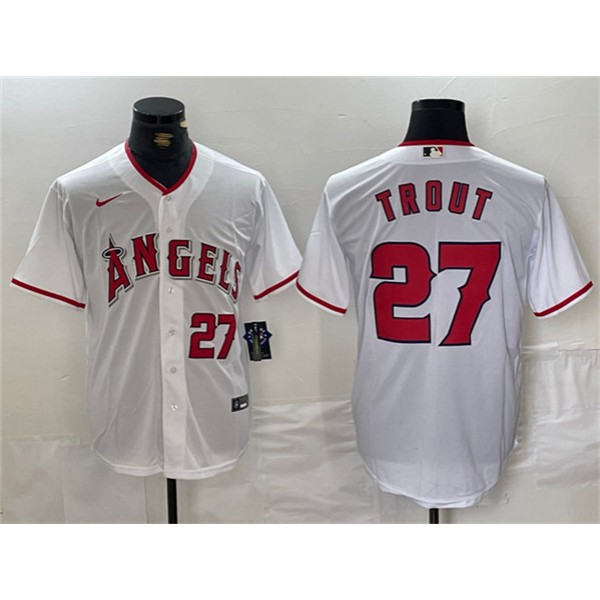 Los Angeles Angels #27 Mike Trout White Stitched Jersey
