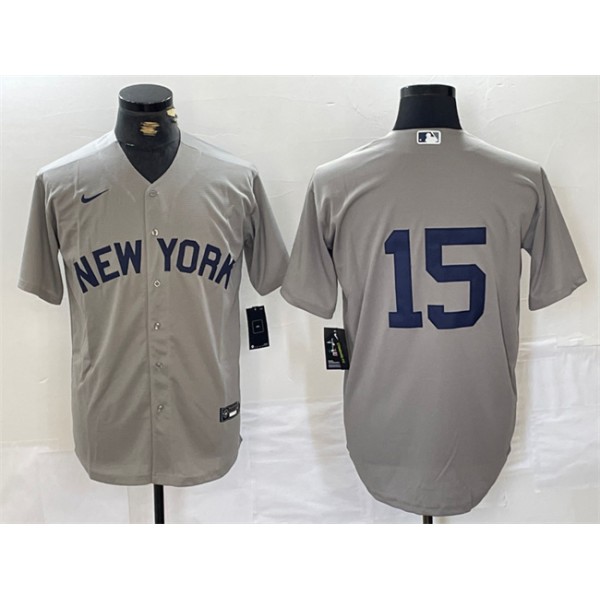 New York Yankees #15 Thurman Munson Gray Cool Base Stitched Jersey
