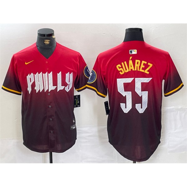 Philadelphia Phillies #55 Ranger Suárez Red 2024 City Connect Limited Stitched Jersey