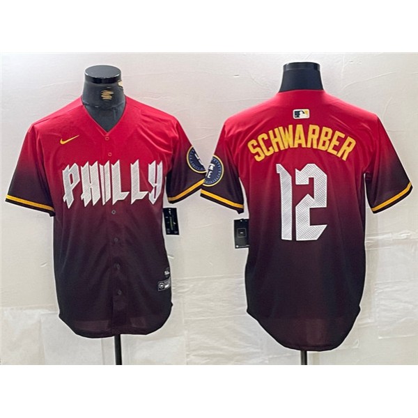 Philadelphia Phillies #12 Kyle Schwarber Red 2024 City Connect Limited Stitched Jersey