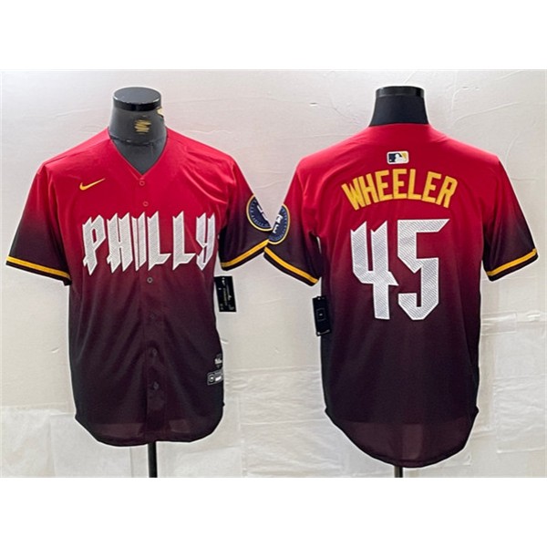 Philadelphia Phillies #45 Zack Wheeler Red 2024 City Connect Limited Stitched Jersey