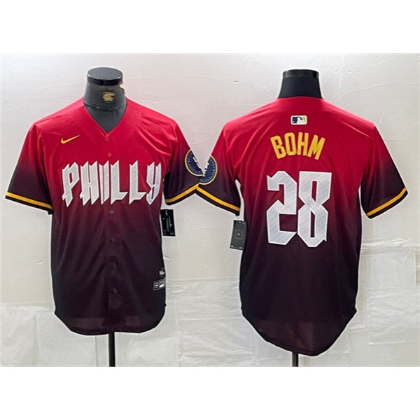 Philadelphia Phillies #28 Alec Bohm Red 2024 City Connect Limited Stitched Jersey
