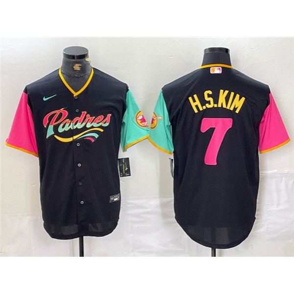 San Diego Padres #7 Ha-Seong Kim Black City Connect Cool Base Stitched Jersey