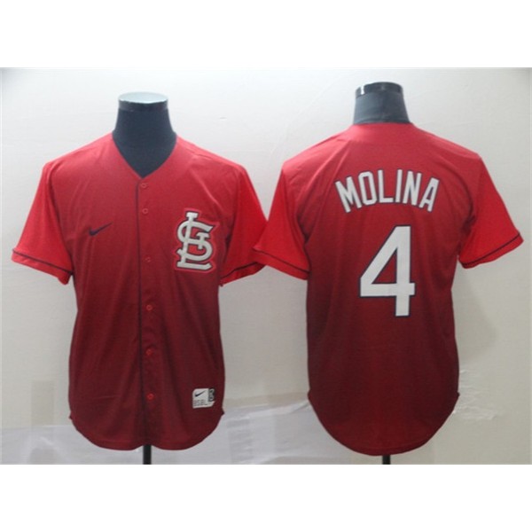 St. Louis Cardinals #4 Yadier Molina Red Fade Stitched Jersey