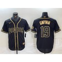 San Diego Padres #19 Tony Gwynn Black Gold With Patch Cool Base Stitched Jersey
