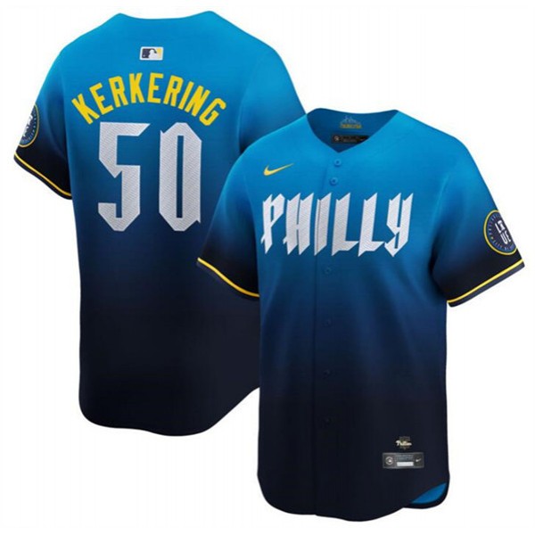 Philadelphia Phillies #50 Orion Kerkering Blue 2024 City Connect Limited Stitched Jersey