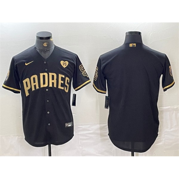 San Diego Padres Blank Black Gold With Patch Cool Base Stitched Jersey