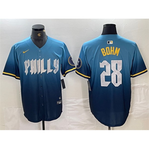 Philadelphia Phillies #28 Alec Bohm Blue 2024 City Connect Limited Stitched Jersey