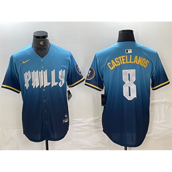 Philadelphia Phillies #8 Nick Castellanos Blue 2024 City Connect Limited Stitched Jersey