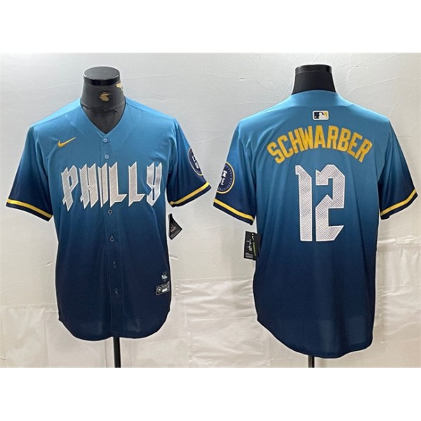 Philadelphia Phillies #12 Kyle Schwarber Blue 2024 City Connect Limited Stitched Jersey