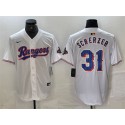 Texas Rangers #31 Max Scherzer White Gold Cool Base Stitched Jersey