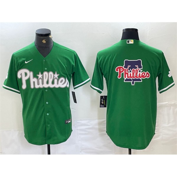 Philadelphia Phillies Green Team Big Logo Cool Base Stitched Jersey